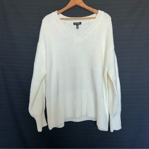 Jessica Simpson Cream Textured Knit V Neck Long Sleeve Sweater Size 2X NWT